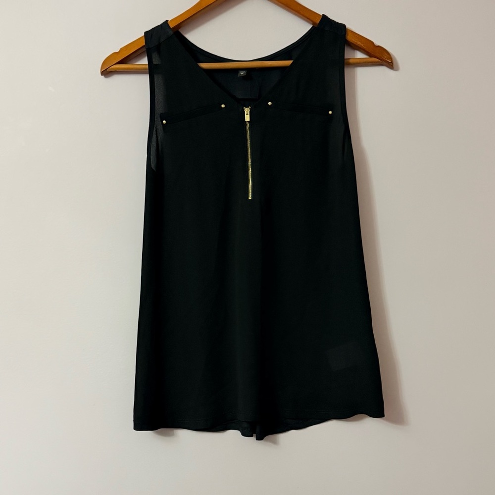 Express Black Sleeveless Camisole with Gold Zip & Studs